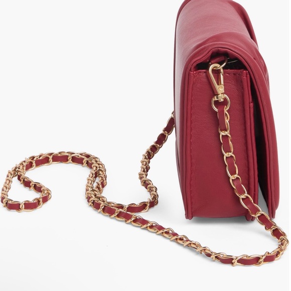 Badgley Mischka Brick Red Pleated Crossbody Bag, NWT - Picture 4 of 9